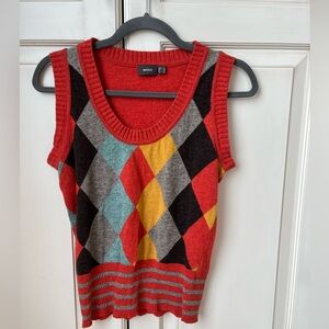 Mexx Medium orange argyle vest EUC from 2008’s.